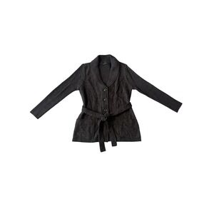 Dark Charcoal Wool Belted Wrap
Cardigan